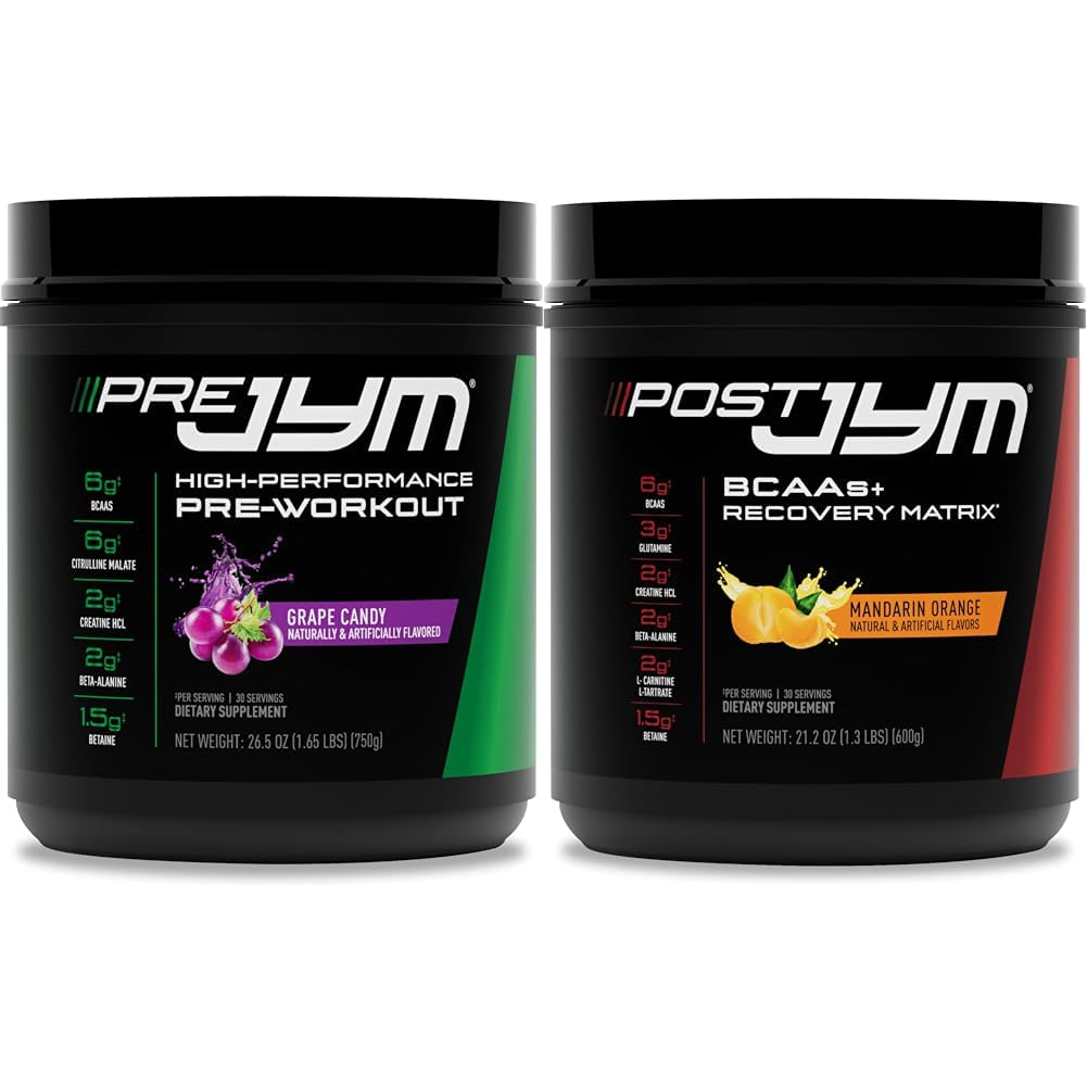 Pre JYM Grozdne sladkarije Pre Workout Powder in post JYM Active Matrix post-workout dopolnila paket, 30 Služi vsak