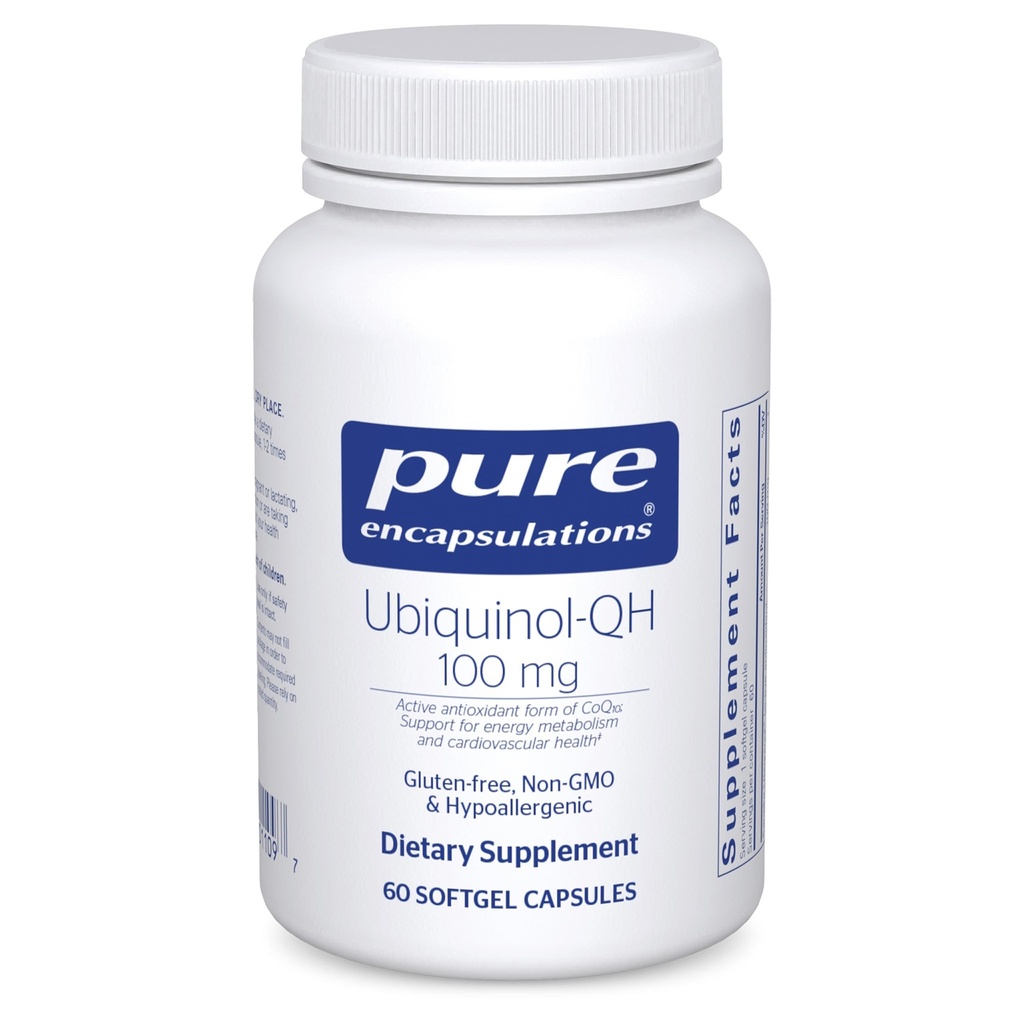 Čiste enkapsulacije Ubikinol-QH - 100 mg CoQ10 - podpira energetsko presnovo in zdravje srca* - koencim antioksidanti dodatek - Non-GMO - 60 kapsul softgel