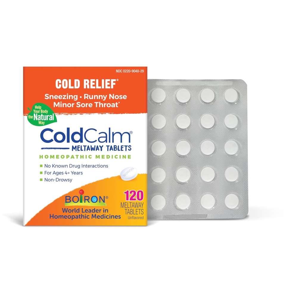 Boiron ColdCalm tablete za lajšanje pogostih simptomov prehlada, kot so Sneesing, Runny Nose, boleče grlo in Nasal Congestion - Non-Drowsy - 120 Count