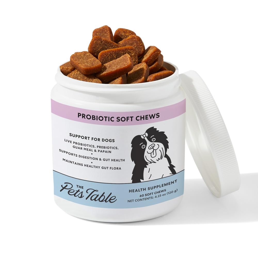 Miza za hišne živali Probiotic Soft Chews Duck Arored Gut Health Supplement za pse - pes Prebavna podpora, 60 Chews