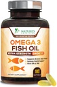 Omega 3 ribje olje 2400 mg – Trojna moč EPA & DHA Maščobne kisline za srce, Možgani & Skupni podpora – Divji ujeta, Burpless, limonina aroma dodatek – naravni, ne-GMO, Gluten-free – 180 Softgels