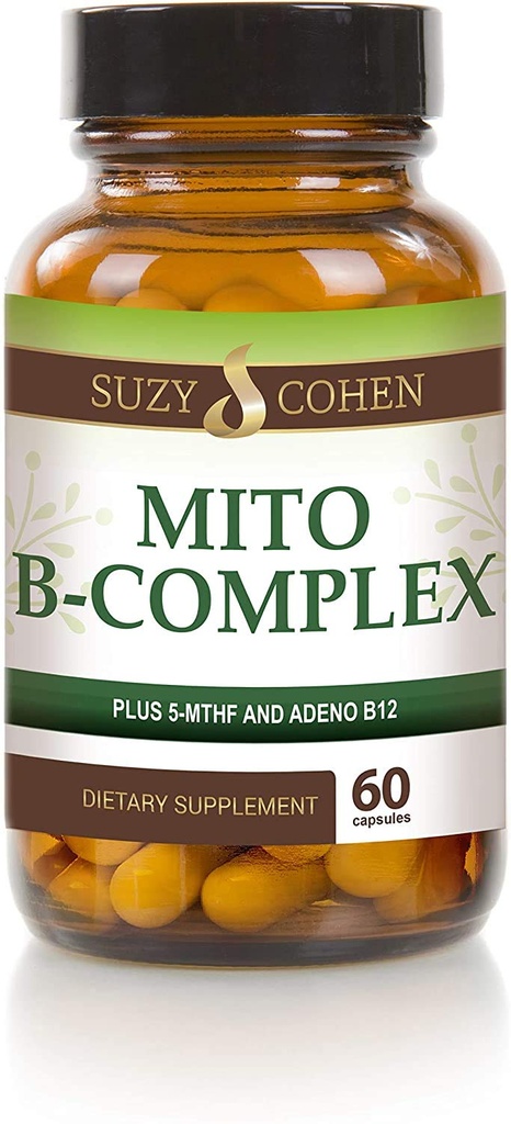 Suzy Cohen, Mito B Complex Prehranska dopolnila, 5-MTHF, Adeno B12, Metilacija Podpora, Podpira zdravo živčevje, Boost Energija, Vitamin B, 60 Serving
