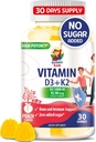 Brez sladkorja Vitamin D3 K2 Gummies 5000 i.e. - Imunska in kostna podpora Gummies - Vitamin D Gummi Dopolnilo za odrasle - Visoka absorpcija, Vegan, Halal, Gluten-free žvečljivi vitamini