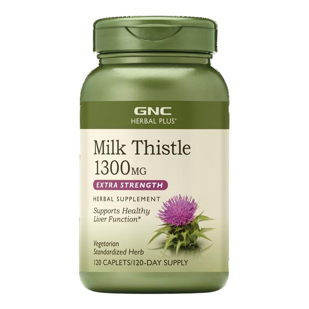GNC Zeliščni Plus mleko Thistle 1300mg dodatek, dodatna moč, vegetarijanec, podpira zdravo funkcijo jeter, 120 Serving