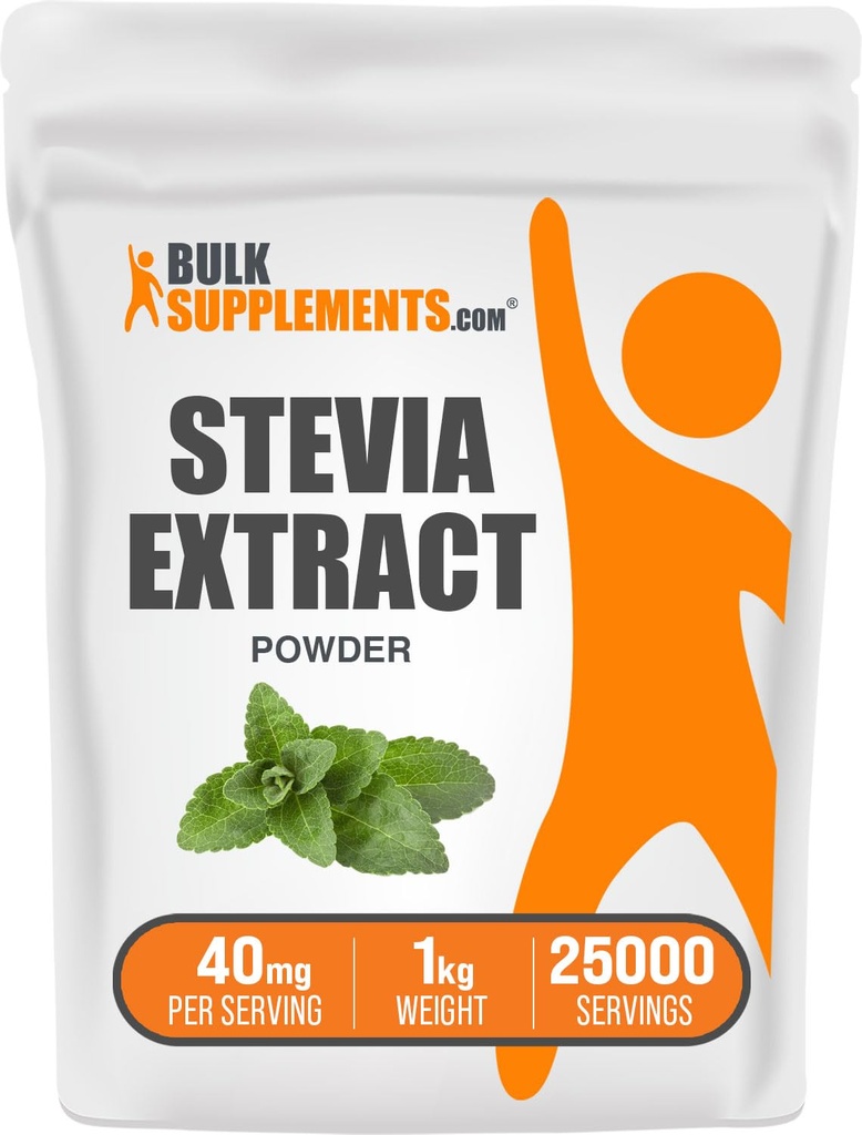 BulkSupplements.com Stevia Extract prašek - Stevia sladilo - Zero Calorie sladilo, Gluten Free, 40mg na serviranje, 1kg (2,2 lbs) (Pack of 1)