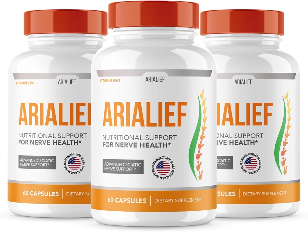 (3 PAKIRANJE) Arialief Sciatica Nervi Support, Arialeaf Advanced Nervi Health, Arialeaf Prime Palm Sciatica, Aria Leaf Primepalm Aria Lief, Nervi Relief Supplement Sciatic Soothing (180 kapsul)