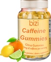 Bizi Caffeine Gumies za moške in ženske, energijski dodatek za povečanje fokusa, kofein Gumies za odrasle, 30mg kofein na Gummy, Citrus Flavor (60 ct)