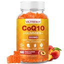 CoQ10 Gumies 3000 mg brez sladkorja - Plus Omega-3, vitamin B3 & cink, visoko Absorpcijski koencim Q10 Dodatki za celično energijo in antioksidant podporo, Vegan 60 Count