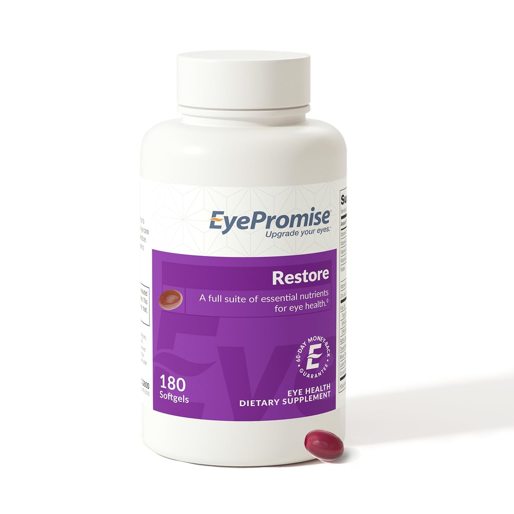 EyePromise Restore Eye Health Supplement - 180 Softgels, 90-dnevna dobava - Omega 3 Dopolnitev z Zeaksantin, Lutein, ribje olje, EPA, DHA & Vitamini za zdravje oči