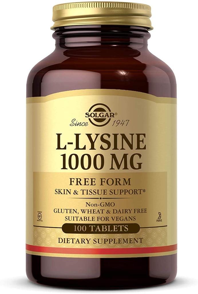 Solgar L- Lizin 1000 mg, 100 tablet - okrepljena absorpcija in asimilacija - spodbuja integriteto kože in ustnic - kolagenska podpora - aminokisline - ne- gensko spremenjeni organizmi, Vegan, brez glutena - 100 postrežb