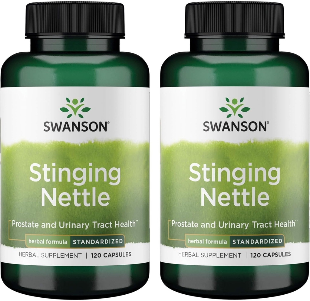 Swanson Stinging Nettles - Herbal Supplement Prostata Health & urinary Tract Support - naravna formula, ki podpira zdravje dihal in tekočine - (120 kapsul) (2 pakiranji)