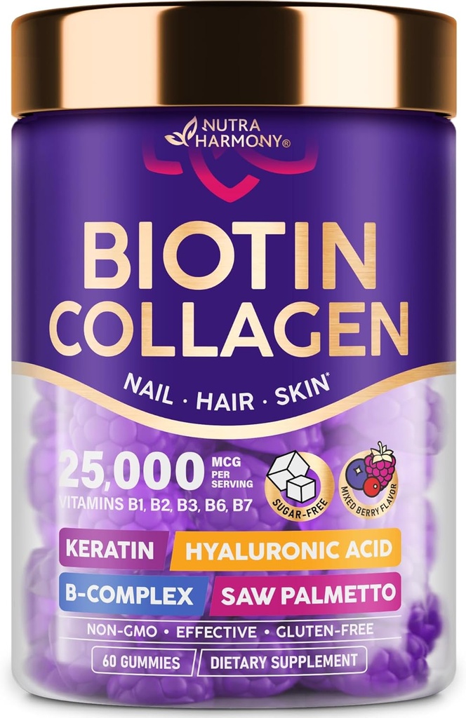 NUTRAHARMONY Biotin Colagen Gumies - 60 Count