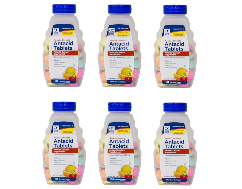 Kakovost Izbira Redna moč Kalcijev karbonat 500 mg Antacid Žvečljive tablete, 150 Število - pakiranje po 6