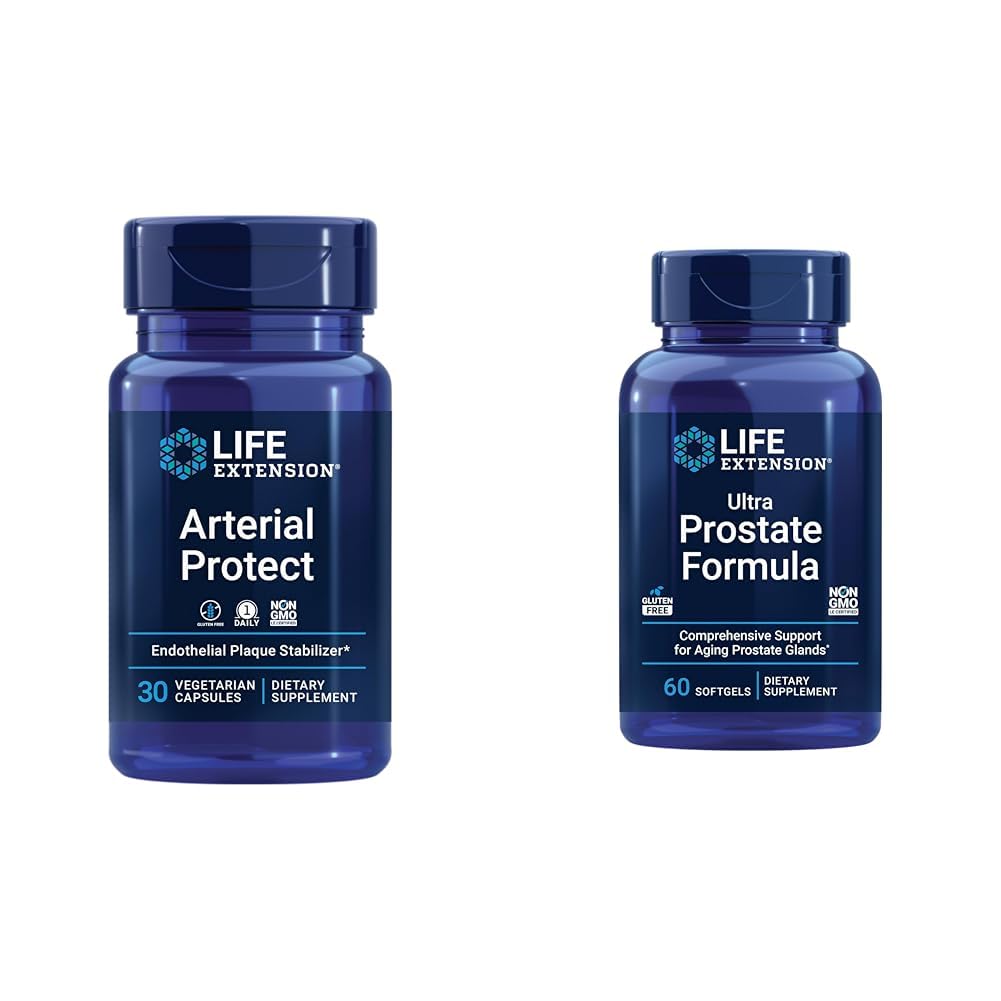 Life Extension Arterial Protect - Krvni tlak dodatek za zdravje srca & Ultra prostate Formula, Saw Palmetto za moške, pigeum, zbadanje Nettle Root, likopen