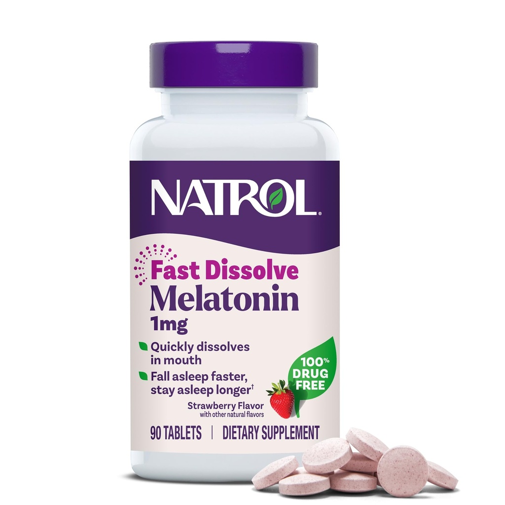 Natrol hitro raztopite melatonin 1 mg, podpora za spanje za odrasle