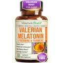 Melatonin 3mg pomoč v spanju z L-Theanine & Valerian Root – Kurkumin dodatek z ingver & črna paprika – Organski kurkuma dodatek za spanje, mirno in stres pomoč – 60 kapsul