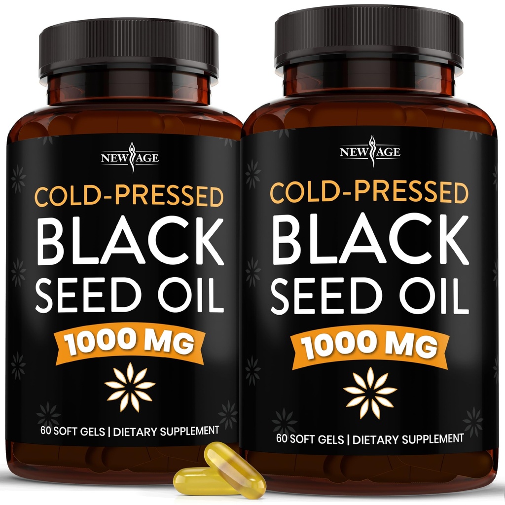 NOVO AGE črno olje softgel kapsule - Premium hladno predoblikovana Nigella Sativa Production Pure Black Cumin seme Oil - ne-GMO & vegetarian (120 Softgels)