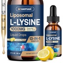 Liposomski L-lizin 1000MG tekoče kapljice, 13-in-1 lizinski dodatki – monolavrin, ekstrakt oljčnega lista z vitaminom C, B6, D3, B12 & cink za kolagen, ustnico, kožo in imuno podporo za otroke in odrasle, 2oz
