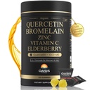 8-in-1 Quercetin z Bromelain Gummies 1000mg, Visoka moč organska Quercetin dodatek z cinkom in vitaminom C, Bezgove jagode, Sezonska Wellness & Imune Podpora, Vegan, Sladkor brez, 120 Gummies