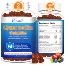 2 Pack Quercetin z Bromelain Gummies, Quercetin z vitaminom C cink in bezgovino za imunski sistem in alergijo, žvečljivi in vegani Gummies, mešane jagodne arome 120 Cts