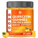 Brez sladkorja Quercetin z bromelain Gumies za otroke & odrasle - Imunski, antioksidant, Sezonska podpora, 1000mg Quercetin dopolnila z bromelain, cink, bezgovina, vitamin C D3 E, Vegan, 60 Count