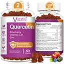 Quercetin Gummies, Quercetin z cinkom vitamina C, bromelainom, bezgavico in vitaminom D, Imunska podpora odrasli otroci, ženske moški 120 Gummies žvečljivi