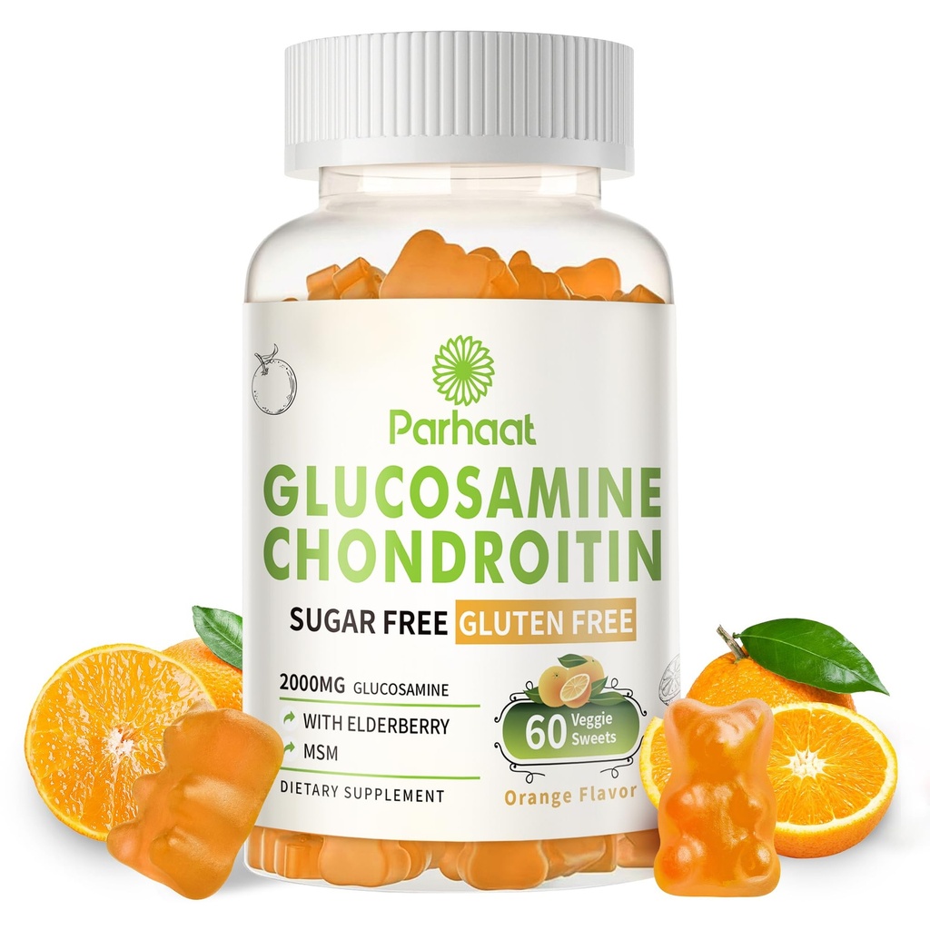Glukozamin Chondroitin Gumies z MSM & Elderberry Dodatna moč - skupna podpora, Antioksidant Imunska podpora dodatek za odrasle, moške in ženske. Oranžna