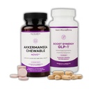 NEXT-MICROBIOME Akkermansia Muciniphila Probiotic dodatek 2 Set – Žvečljiva in kapsula Duo za Gut in peroralno podporo, Prebavna in metabolična Wellness za ženske in moške