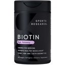 Športne raziskave® Biotin 2500mcg z organskim kokosovim oljem - Biotin (vitamin B7) za zdravo podporo koži in lasem* - za ženske in moške - Vegan, Non-GMO, Gluten & Soy-free - 120 Veggie Softgels