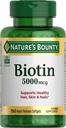 Biotin narave, podpira presnovo za celično energijo in zdrave lase, kožo in nohte, 5000 mcg, 150 Softgels