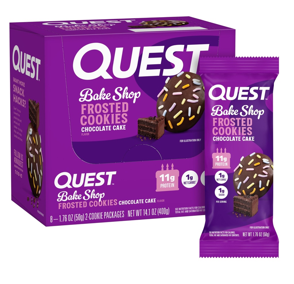 Quest Nutrition Zamrznjeni piškotki Twin Pack, čokoladna torta, 1g sladkor, 11g beljakovine, 1g neto ogljikove hidrate, brez glutena, 16 Piškotki