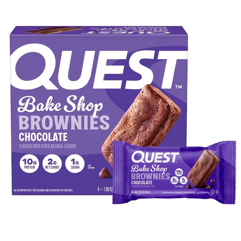 Quest Nutrition Bake Shop, Chocolate Brownies, 10g beljakovin, 2g neto ogljikovih hidratov, 1g sladkorja, 4 Count