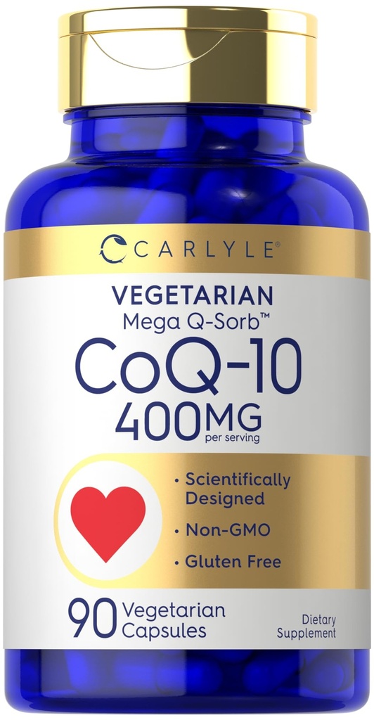 Carlyle CoQ10 400mg | 90 Capsules | Coenzyme Q10 with Black Pepper Extract | Vegetarian, Non-GMO & Gluten Free Supplement
