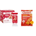 Quest Nutrition Zamrznjeni piškotki Twin Pack, Jagodna torta, 1g sladkor, 10g beljakovine, 2g Neto ogljikovi hidrati in sir Krekerji, Cheddar Blast, Visoke beljakovine, Nizki karb, Izdelano s pravim sirom, 12 Ct