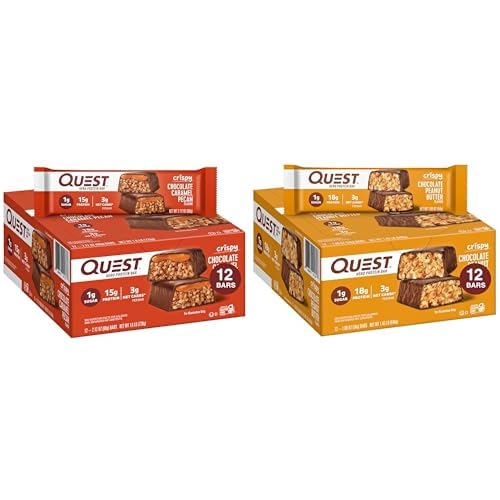 Quest Hero Protein Bars, Crispy Chocolate Pekan in čokoladno arašidovo maslo, 15-18g beljakovine, 1g sladkor, 12 Število