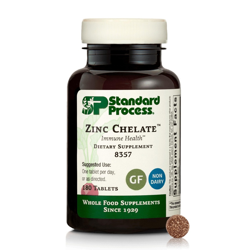 Standardni proces Cinkov chelate - ponuja naravno imunosupresijo & Aids Kožno zdravje - Odličen vir cinka - Gluten-free, Non-May & Non-Soy - 180 tablet