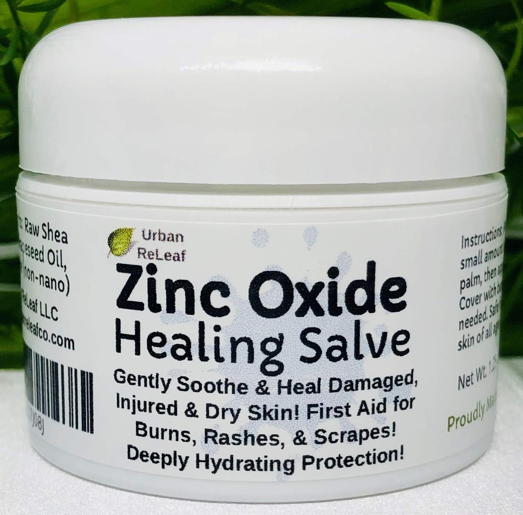 Urban ReLeaf Cinkov oksid Salve! Nežno pomirja & ščiti poškodovano, poškodovano in suho kožo! Prva pomoč, Burns, Rashes, Scrapes! Globoko hidracijska zaščita. 100% naravno! Mirna nežna koža vseh starosti.