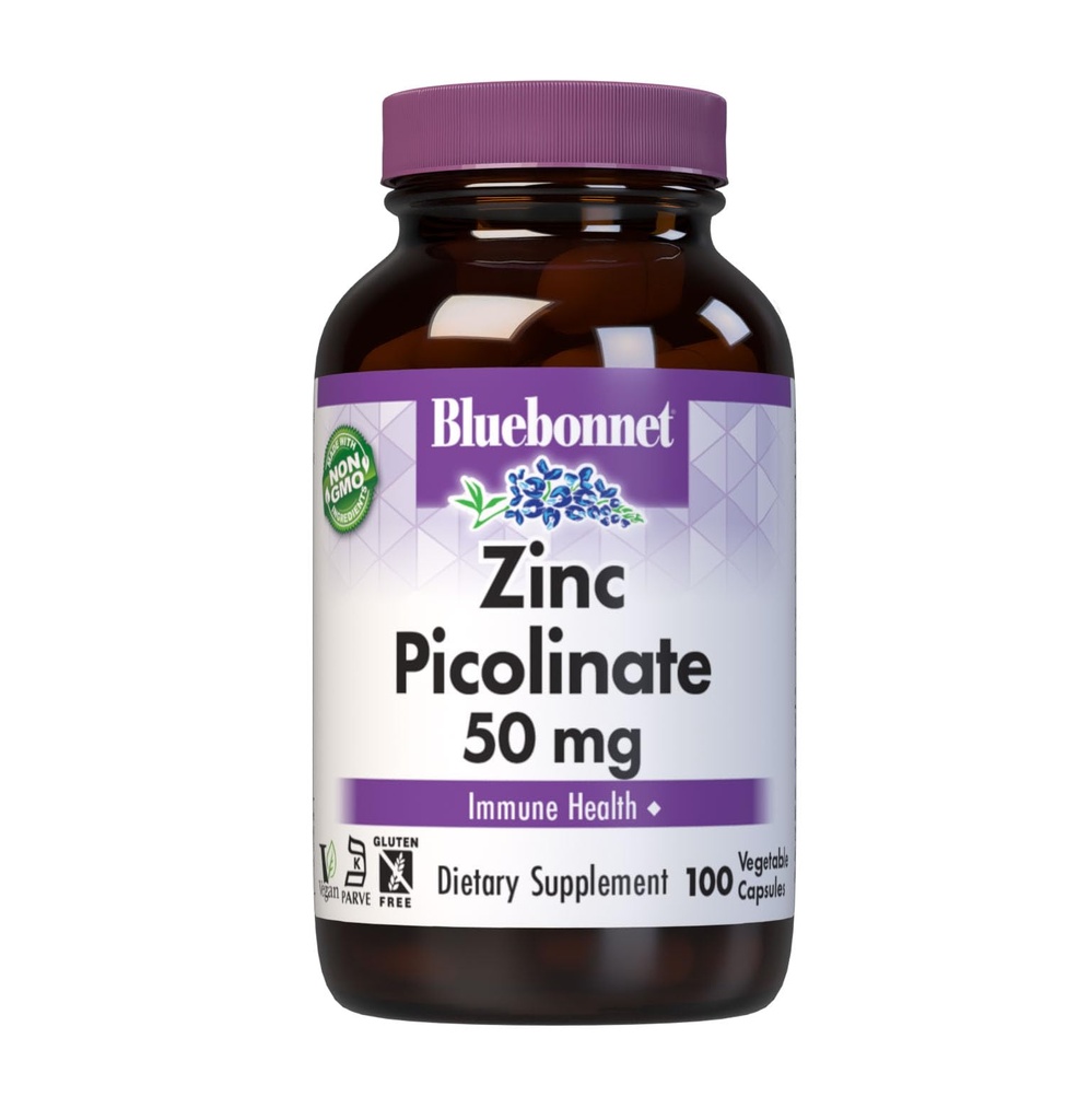 Bluebonnet Nutrition Cink Pikolinat 50 mg Zelenjavne kapsule, najboljše za hormonsko in imuno zdravje, prostato zdravje, kožo, Vegan, ne GSO, Gluten Free, Soy Free, mleko, Košir, 100 Zelenjavna kapsula
