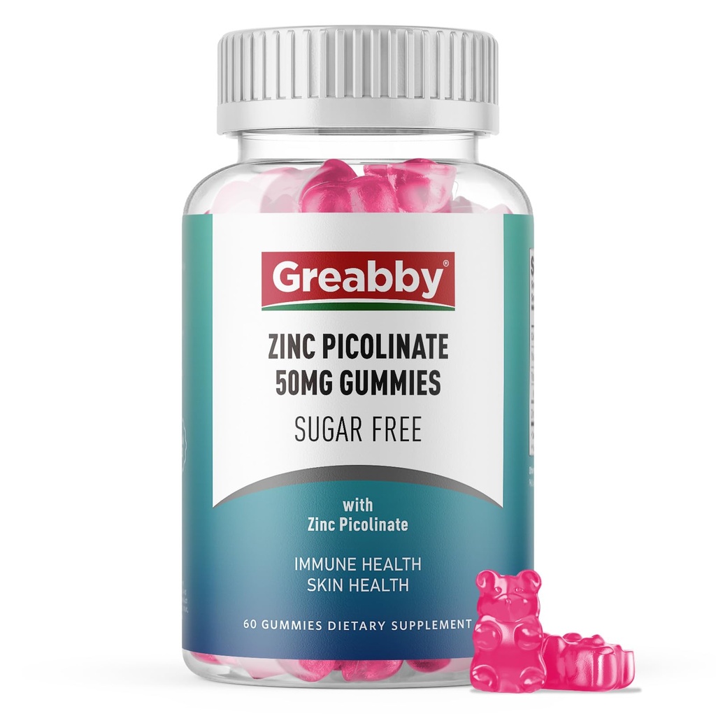 Cink Gumies - Cinkov pikolinat 50mg, sladkor brez, zelo absorbcijski cinkov pikolinat dodatek za otroke in odrasle, podpora rasti, imunske funkcije, zdravje kože, 60 Gumies