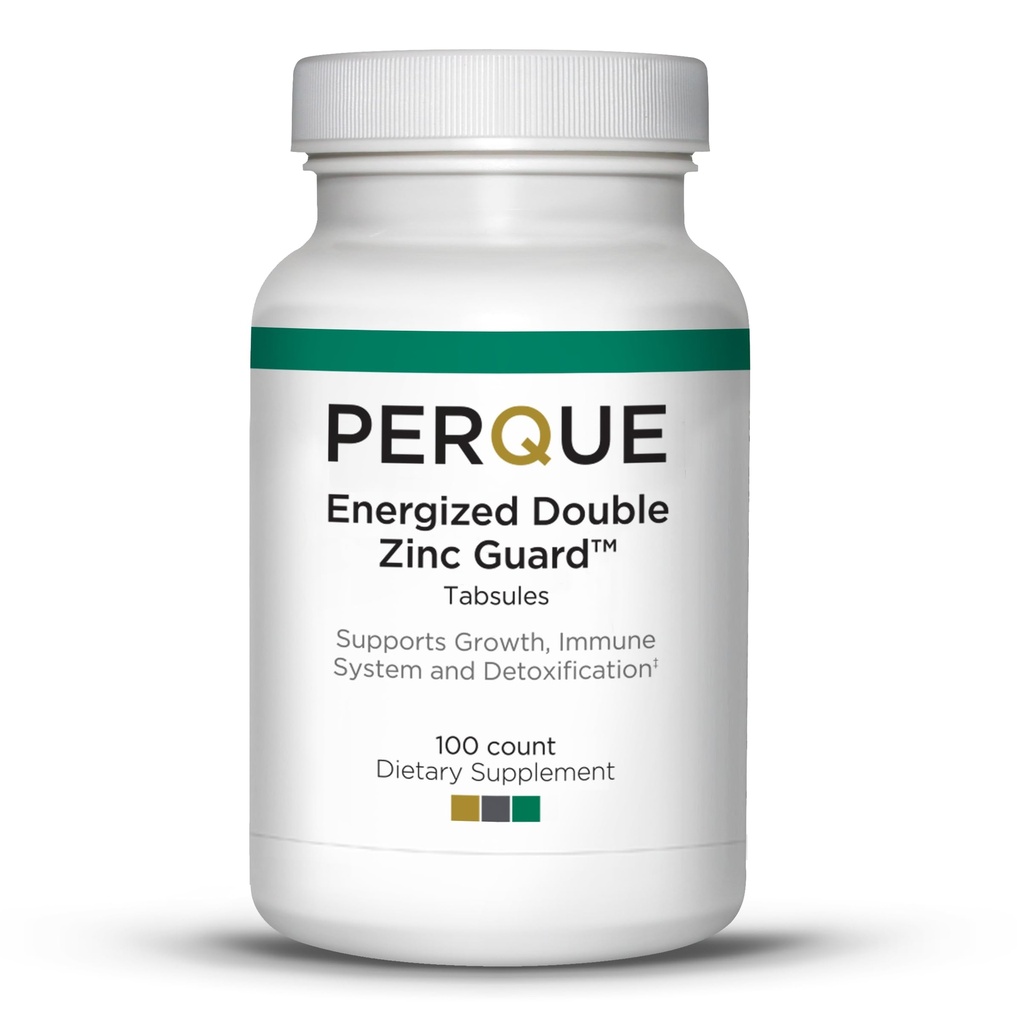 PERQUE Energized Double Cinc Guard 100 Tabs – dvojno Form Cinkov dodatek s pikolinat & Citrat – Podpira imuno, kožo in celično zdravje – Visoka absorpcija, Ne-GMO, Gluten-free Formula – 100ct