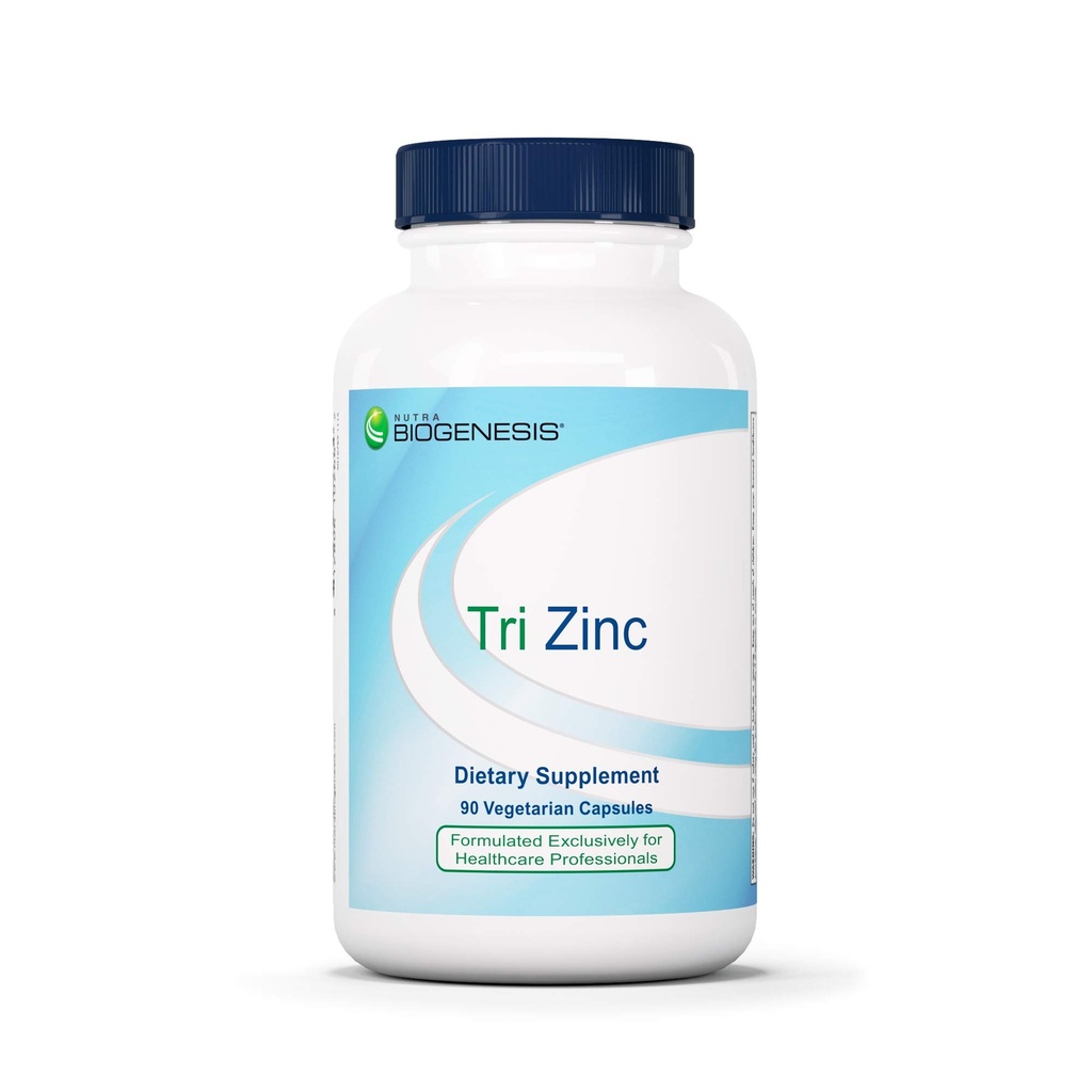 Nutra biogeneza Tri cink - kelirani cinkov glicinat dodatek za moške in ženske z bakrom za naravno imuno podporo in zdravje kože, 30mg kelata na tableto - 90 kapsul