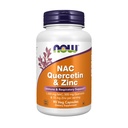 Now Foods Supplements, NAC Quercetin in cink, Imunska in dihalna podpora*, 1.000 mg NAC, 500 mg Quercetin, 15 mg cink, 90 Veg kapsule