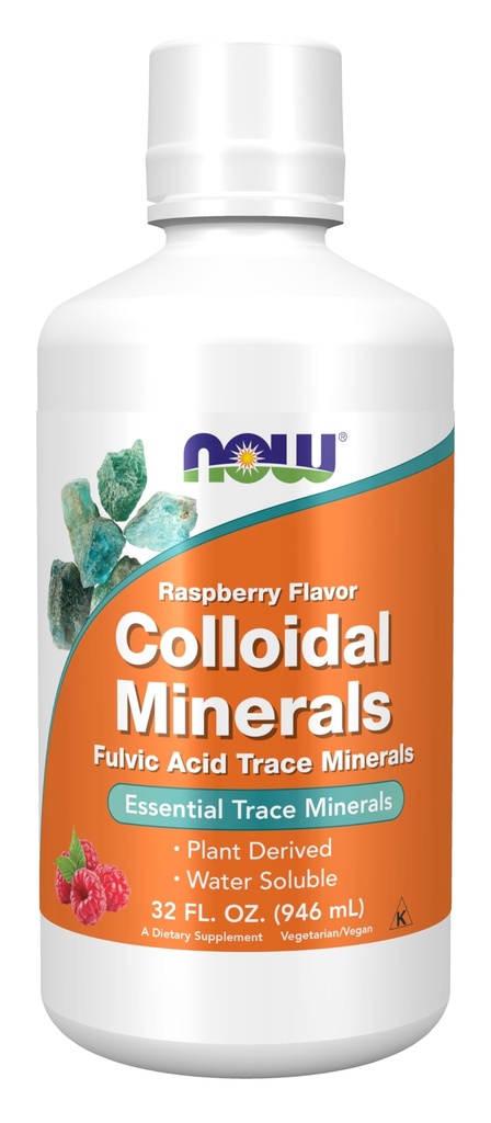 Zdaj prehranska dopolnila, koloidni minerali tekočine, rastlina, Essential Trace minerali, malina, 32-Ounce