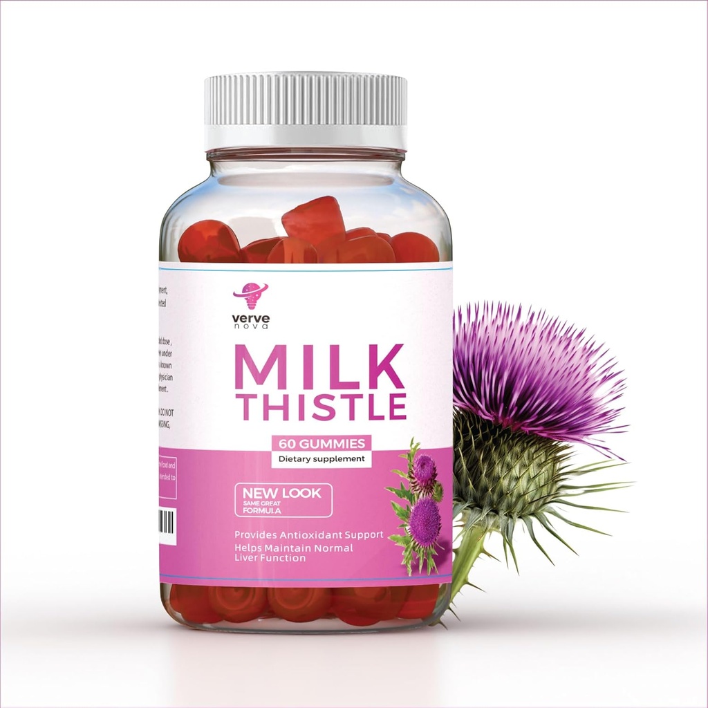 Milk Thistle Supplement Gumies – Jetrna zdravstvena podpora, Zeliščni antioksidant, brez sladkorja, Vegan, 60 Count