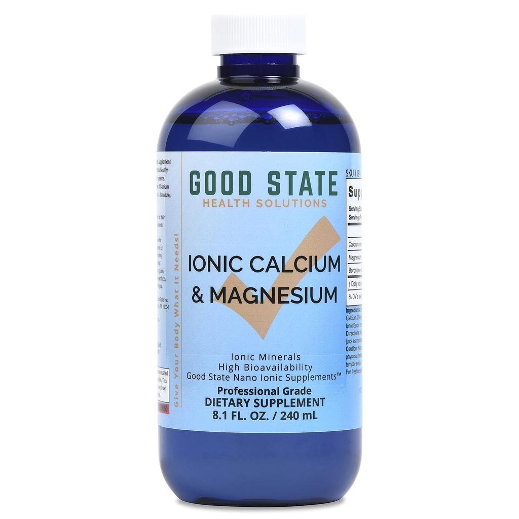 Tekoči jonski kalcij in magnezij v dobrem stanju (72 mg kalcijevega elementa, 63 mg magnezijevega elementa, 500 μg borovega elementa - 8 fl oz)