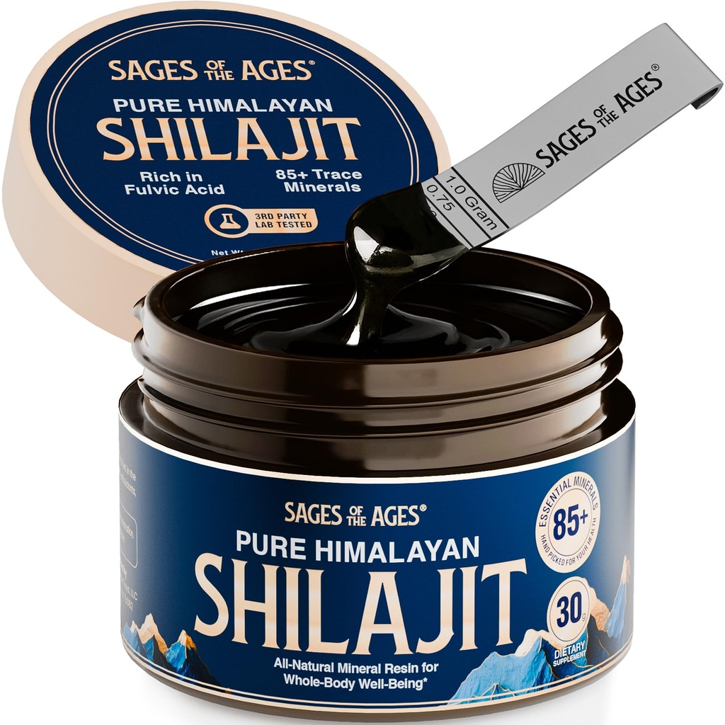 Čisti himalajski Shilajit Resin – 500 mg Max Strength Organic Fulvic Acid Complex za moške in ženske – Lab Tested with 85+ Trace Minerals – Energija, Stamina & Duševna zmogljivost – 30 g