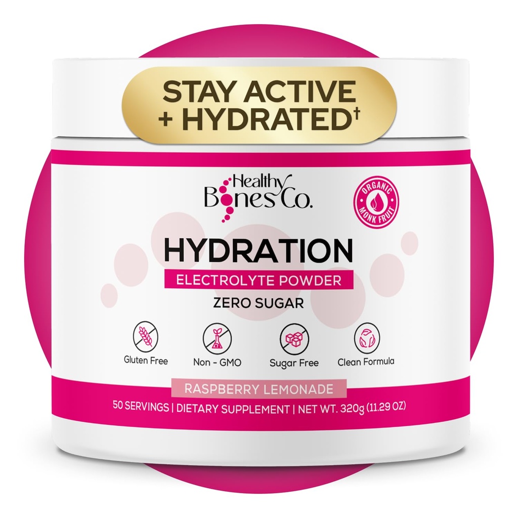Sladkor-free Electrolyte Powder Drink Mix Hitra Hidracija naravno sladkan z ekološko Monk sadje, malina limonada aroma (325g) s ključnimi elektroliti in trace minerali – Keto prijazno, Vegan