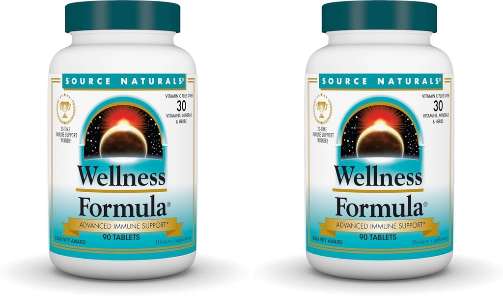 Source Naturals Wellness Formula Bio-Uravnani vitamini in zeliščna obramba - Imunski sistem podpora dodatek & Immuniteta Booster* - 90 tablet (Pack of 2)