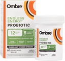 Ombre Endless Energy Probiotic dopolnilo, Podpira naravno proizvodnjo energije, Spomin, Focus & Gut Health, 12 milijard CFU, Rok uporabnosti, 30 Servings