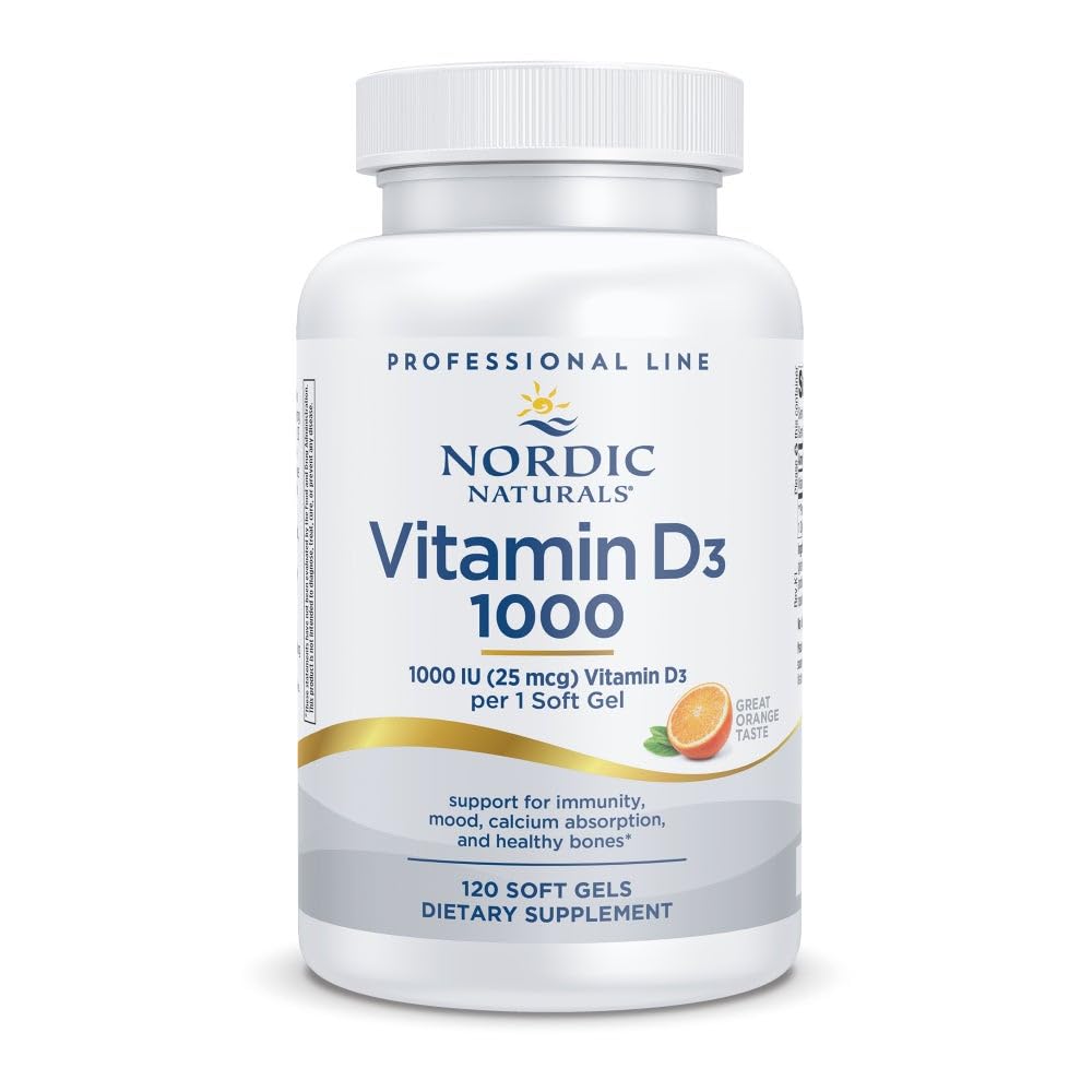 Nordic Naturals Pro Vitamin D3 1000, Orange - 120 Mini Soft Gels - 1000 IU Vitamin D3 - Podpira zdrave kosti, Mood & Imunski sistem funkcijo - Non-GMO - 120 Serving